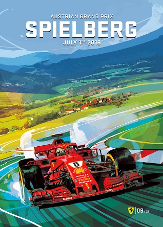AUSTRIA 2018 F1 FERRARI GRAND PRIX RACE POSTER COVER ART